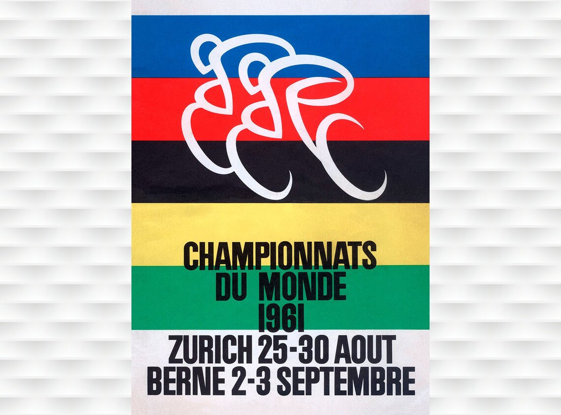 World Cycling Championships 1961 Zurich Rainbow Jersey Sports Poster