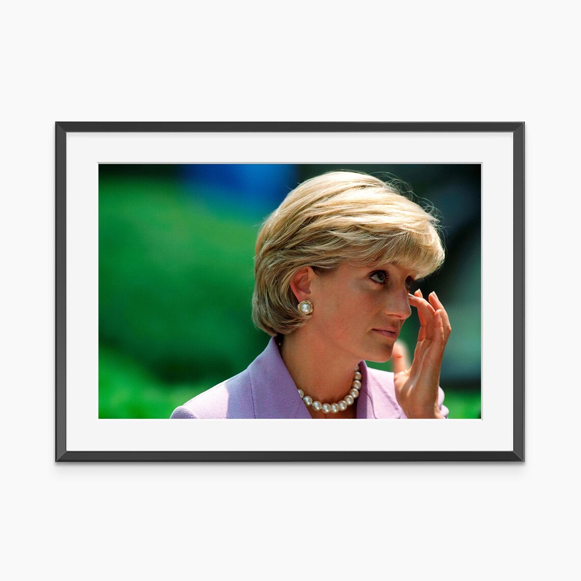 Princess Diana Pearl Necklace Color Portrait Photography Poster