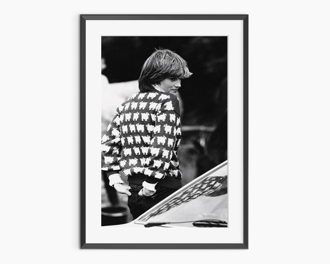 Princess Diana Black Sheep Sweater Iconic Vintage Photo Print