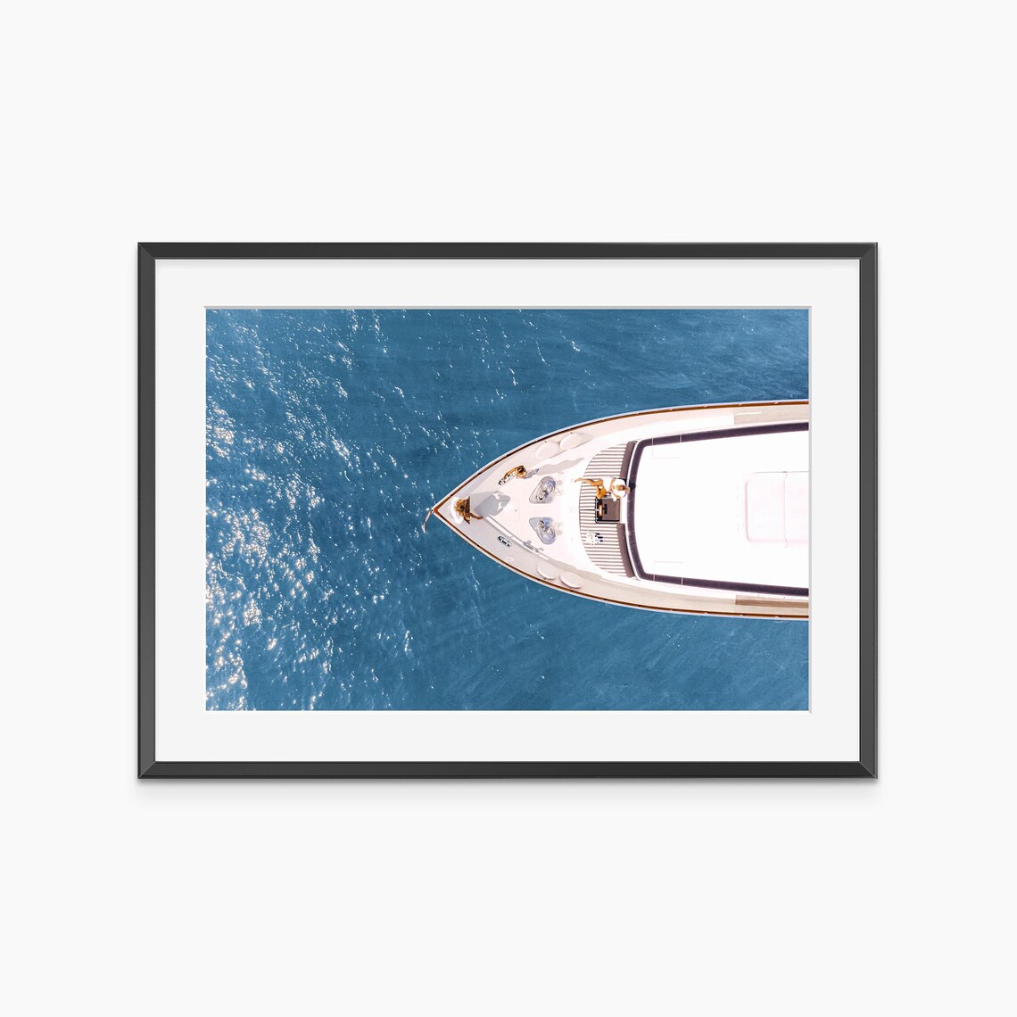 Aerial Yacht Bow Turquoise Water Luxury Nautical Photo Poster