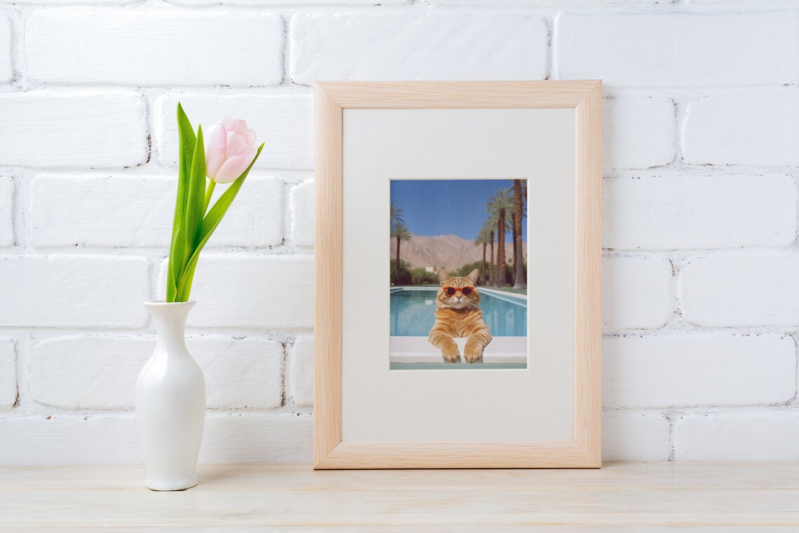 Orange Tabby Cat Palm Springs Mid-Century Poster - Image 3