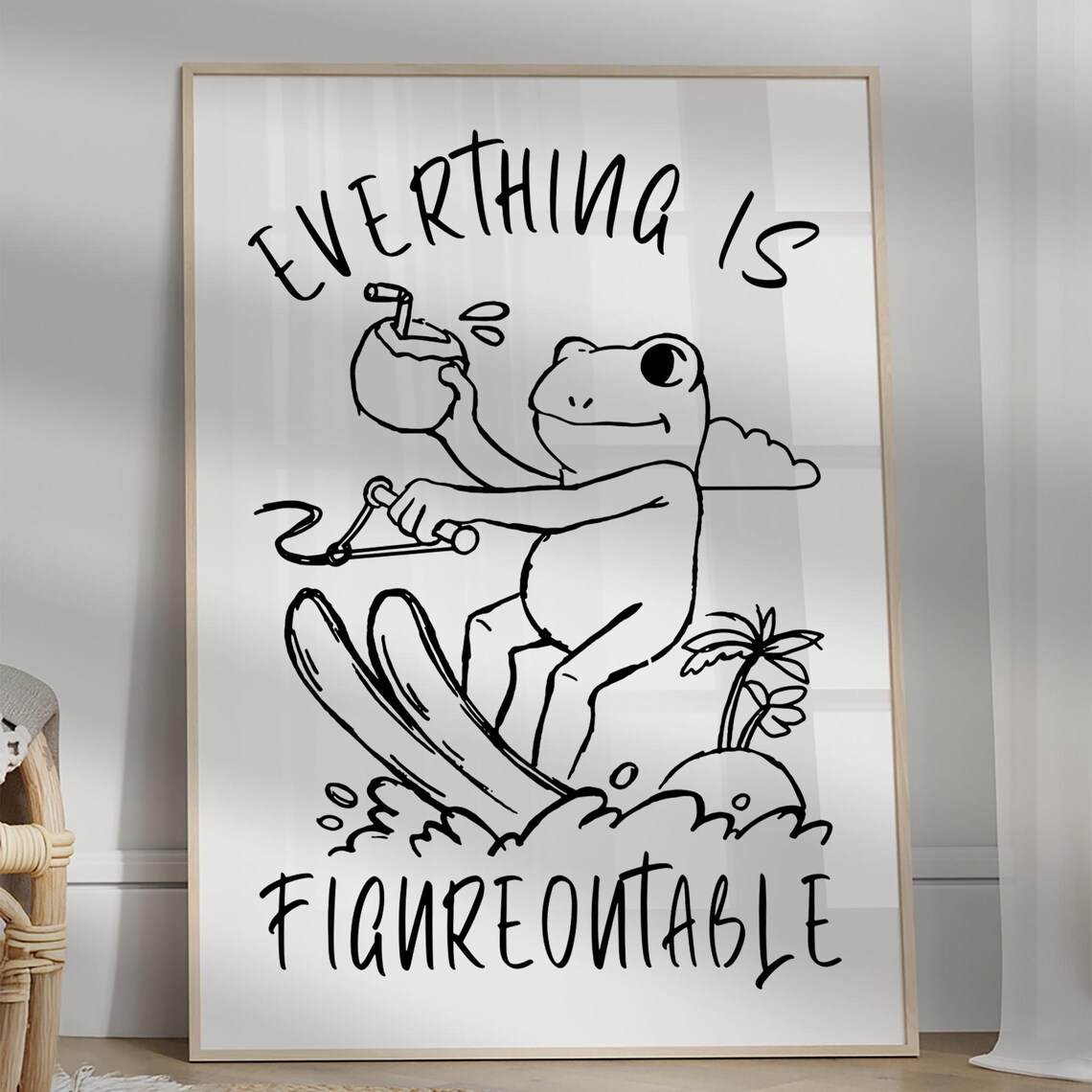 Everything Is Figureoutable Motivation Poster Frog Print Mental Health Quote Motivational Wall Art Affirmation