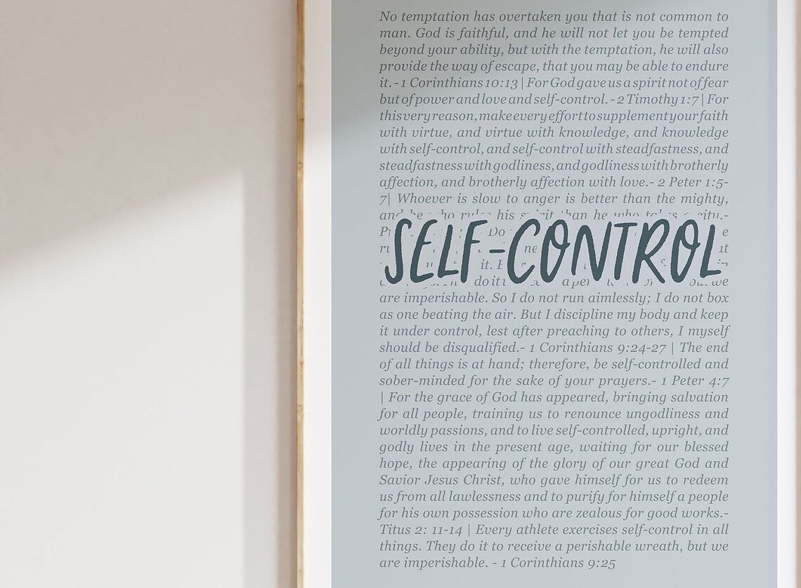 Self-Control Fruit Of The Spirit Bible Verse Poster Nursery Decor Faith - Image 3