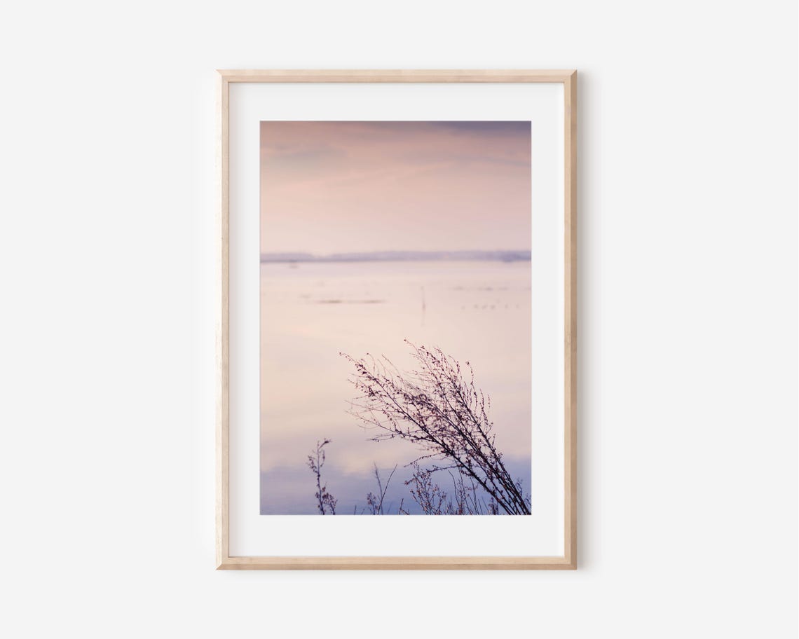 Minimalist Sunset Lagoon Photography Print Italian Coastal Wall Art