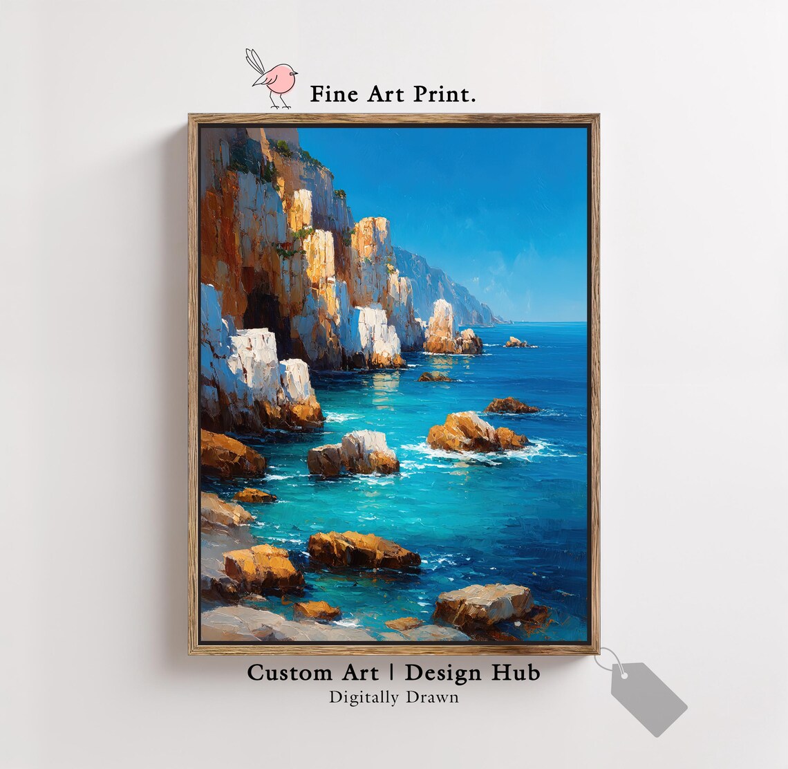 Coastal Cliff Art Print, Ocean Landscape Decor