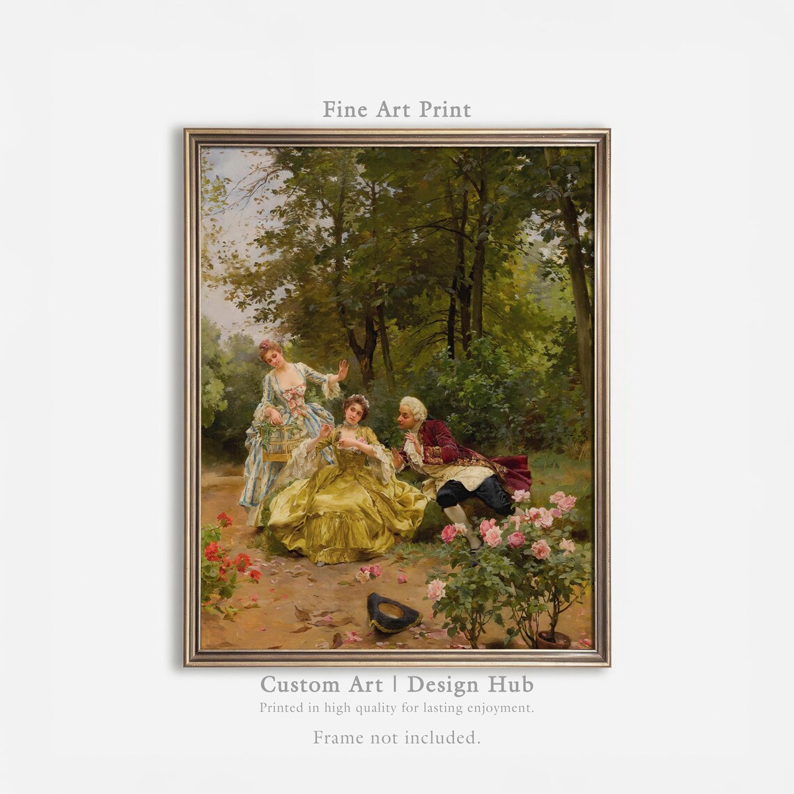 Vintage Romantic Garden Scene Art Print