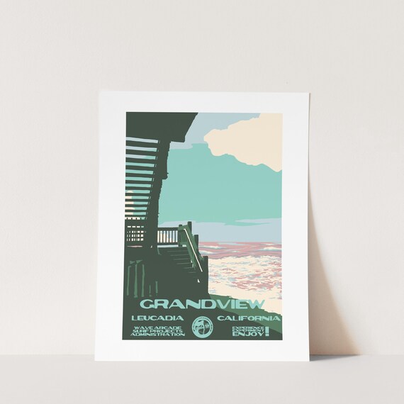 Copy Grandview Leucadia Ca Surf Poster National Parks Style