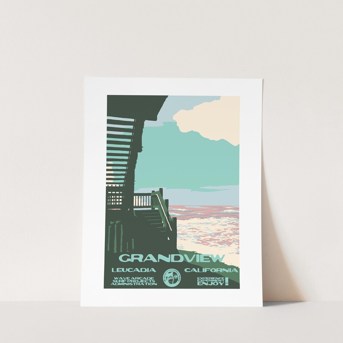 Copy Grandview Leucadia Ca Surf Poster National Parks Style