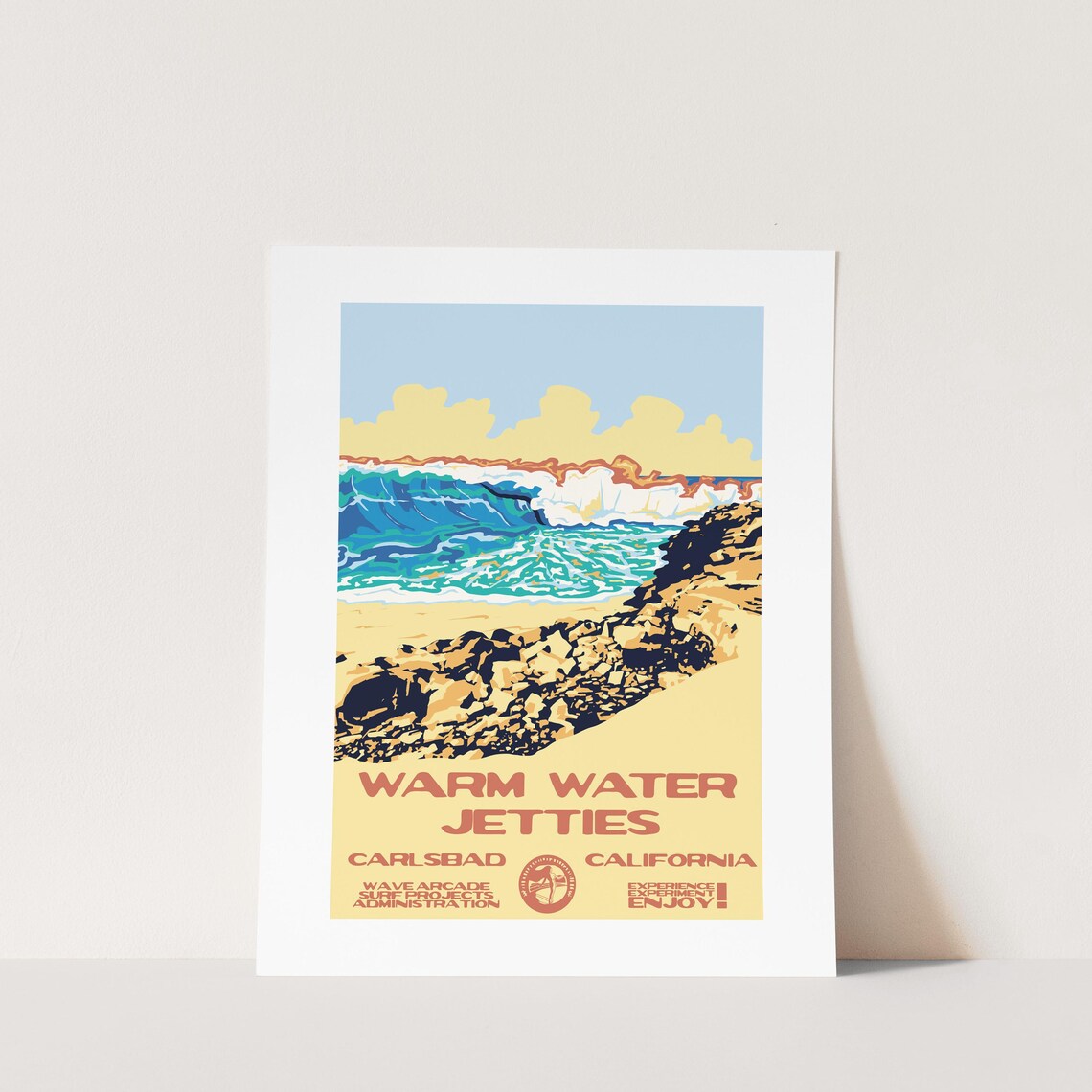 Copy Warm Water Jetties Carlsbad Ca Surf Poster National Parks Style - Image 2