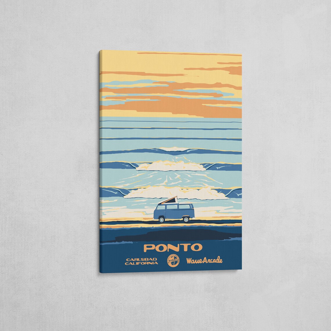 Ponto Carlsbad Ca Print National Parks Vintage Style Surf Art Framedunframed Coastal Print - Image 2