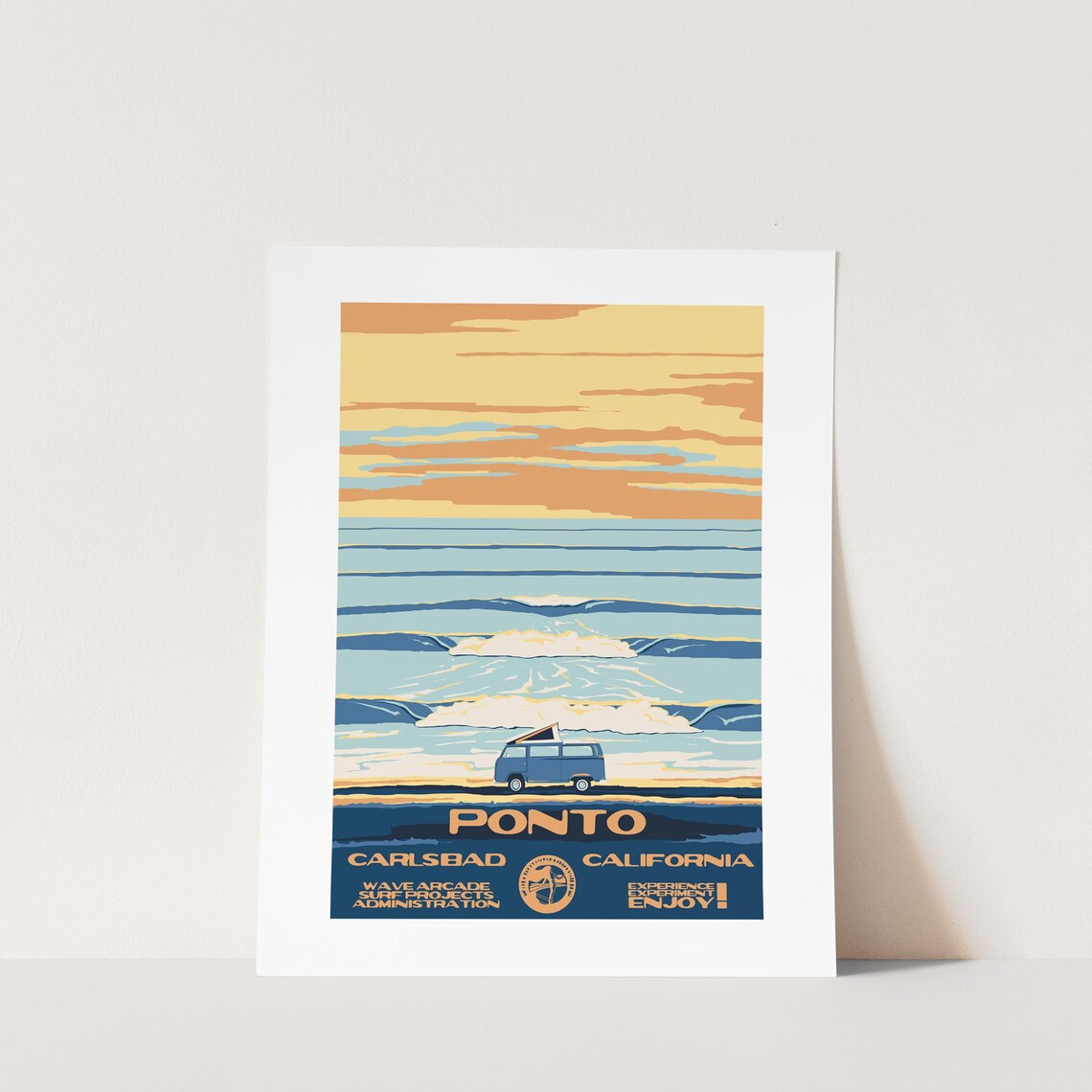 Copy Ponto Carlsbad Ca Surf Poster National Parks Style