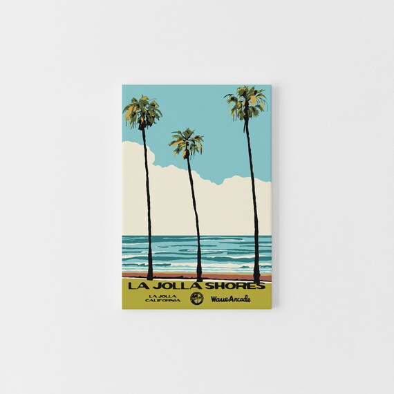 La Jolla Shores La Jolla Ca Print National Parks Vintage Style Surf Art Framedunframed Coastal Print