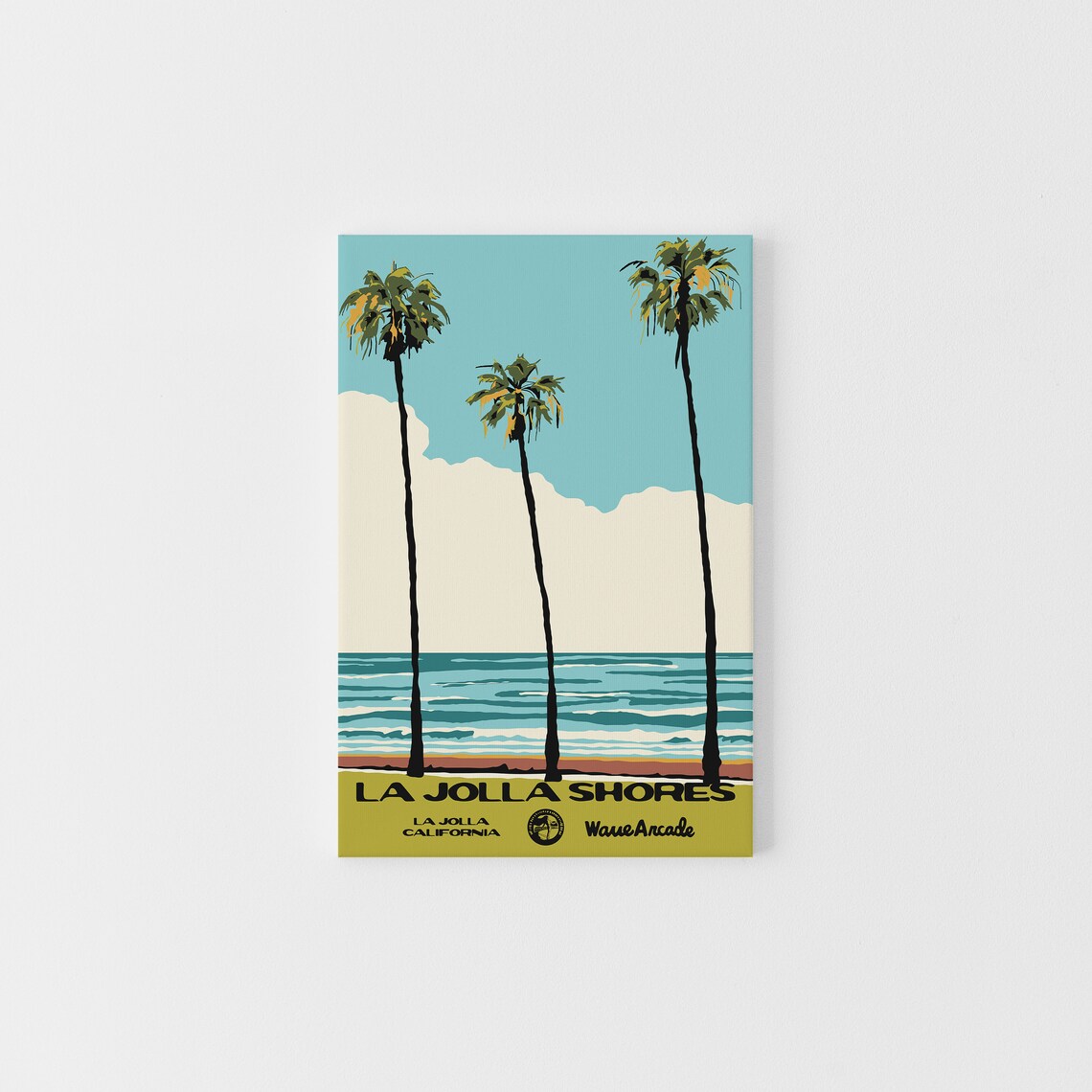 La Jolla Shores Palm Trees Ocean Beach Travel Poster California