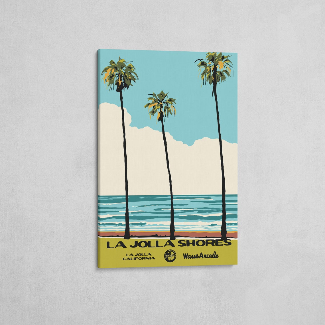 La Jolla Shores Palm Trees Ocean Beach Travel Poster California - Image 2