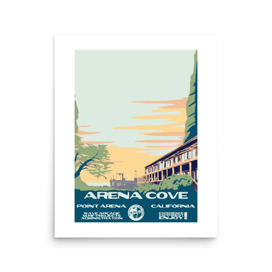 Copy Arena Cove Point Arena Ca Surf Poster National Parks Style - Image 2