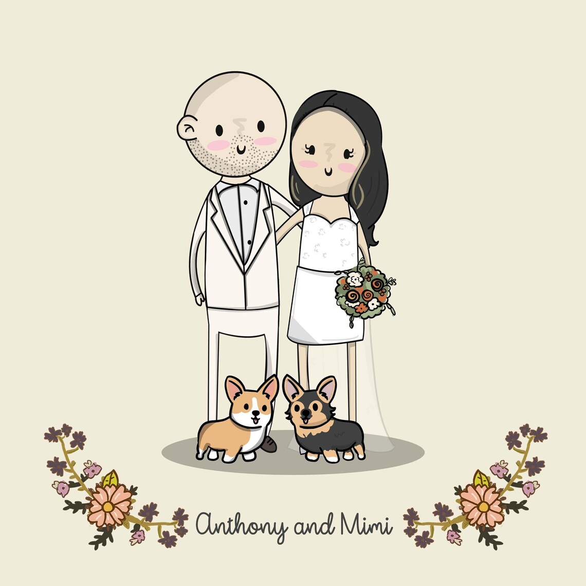 Custom Family Portrait, Hand Drawn Gift
