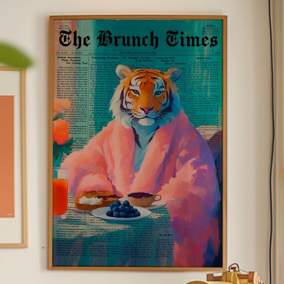 Brunch Tiger Poster Maximalist Kitchen Wall Art