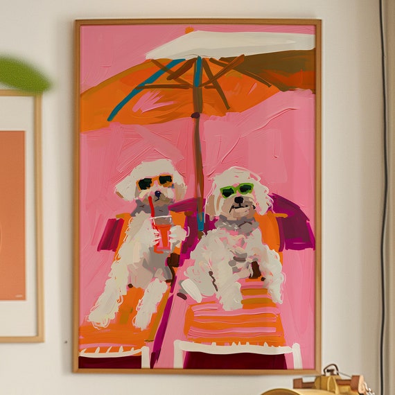 Dog Poster Matisse Art Print Bedroom Wall Decor Eclectic Kitsch Maximalist Dopamine Pink