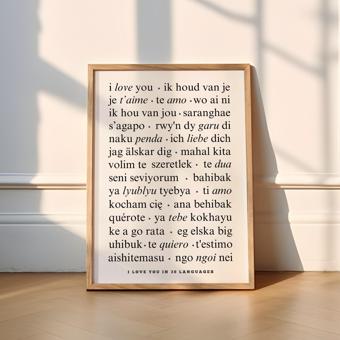 I Love You in 30 Languages Typography Art Print