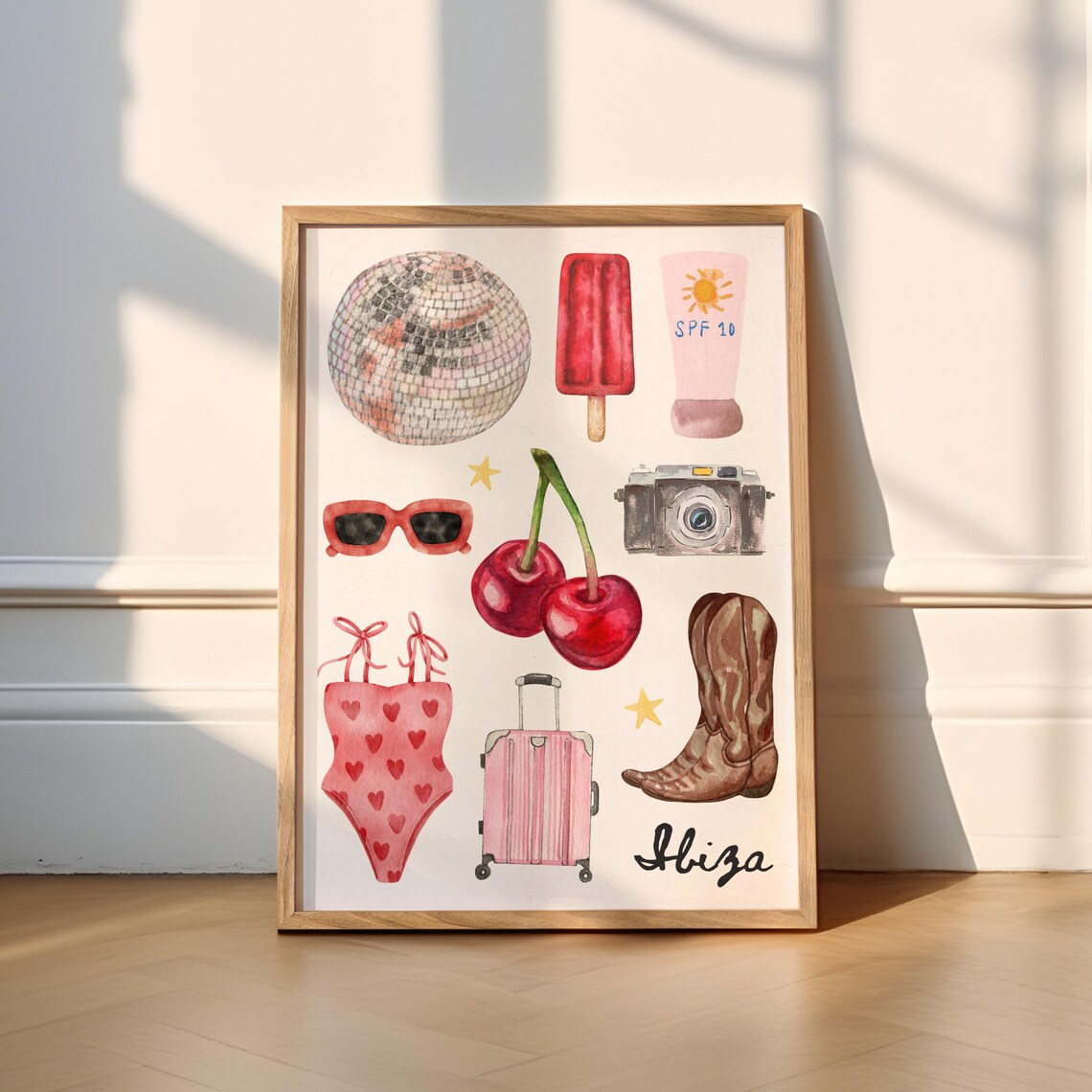 Ibiza Memories Travel Poster, Vintage Retro Funky