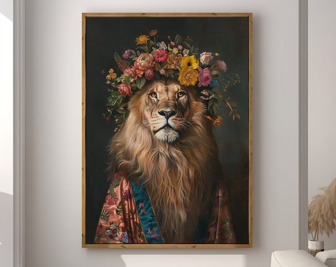 Lion Maximalist Eclectic Animal Portrait Art Print