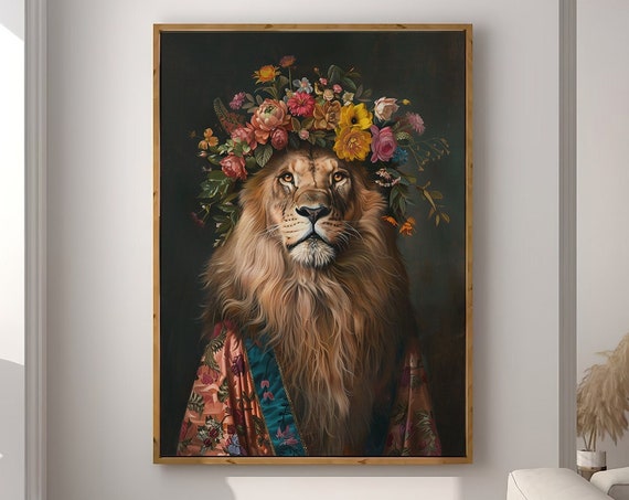 Lion Maximalist Eclectic Animal Portrait Art Print