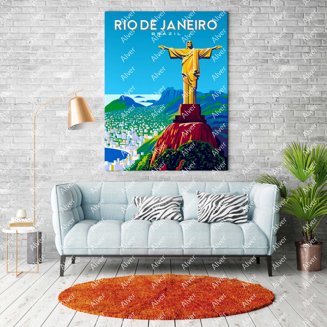 Rio de Janeiro Brazil Christ Redeemer Statue Cityscape Art Poster - Image 2