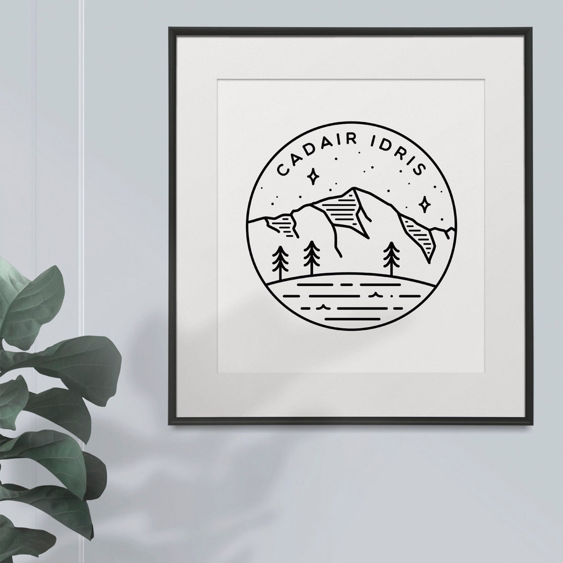 Cadair Idris Snowdonia Mountain Circle Line Art Wales Poster - Image 2
