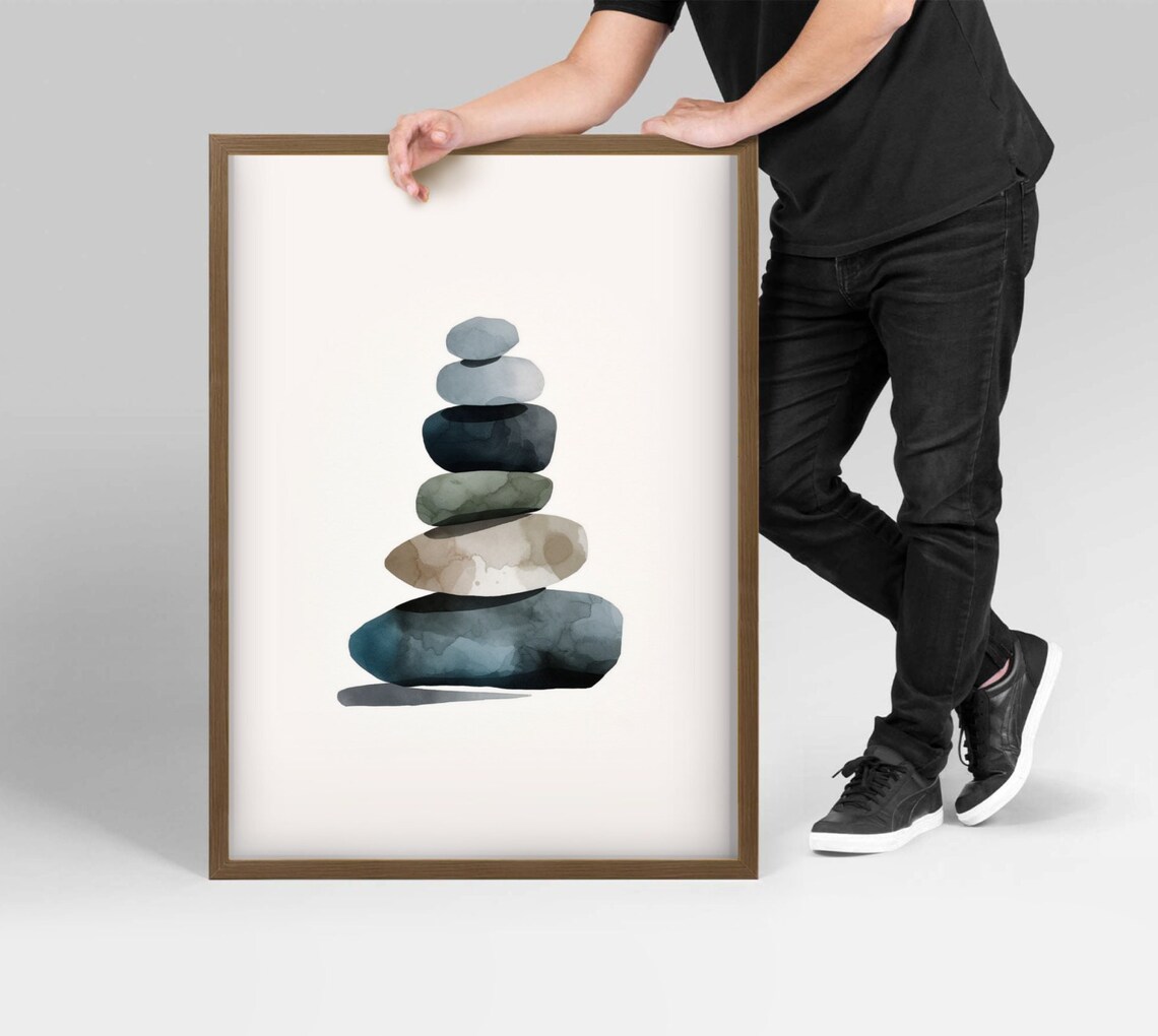 Balancing Stones Pebbles Art Print, Relax Print - Image 5