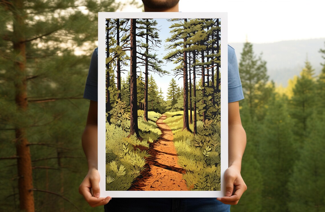 Vintage Forest Trail Print, Minnesota Lake Superior - Image 2