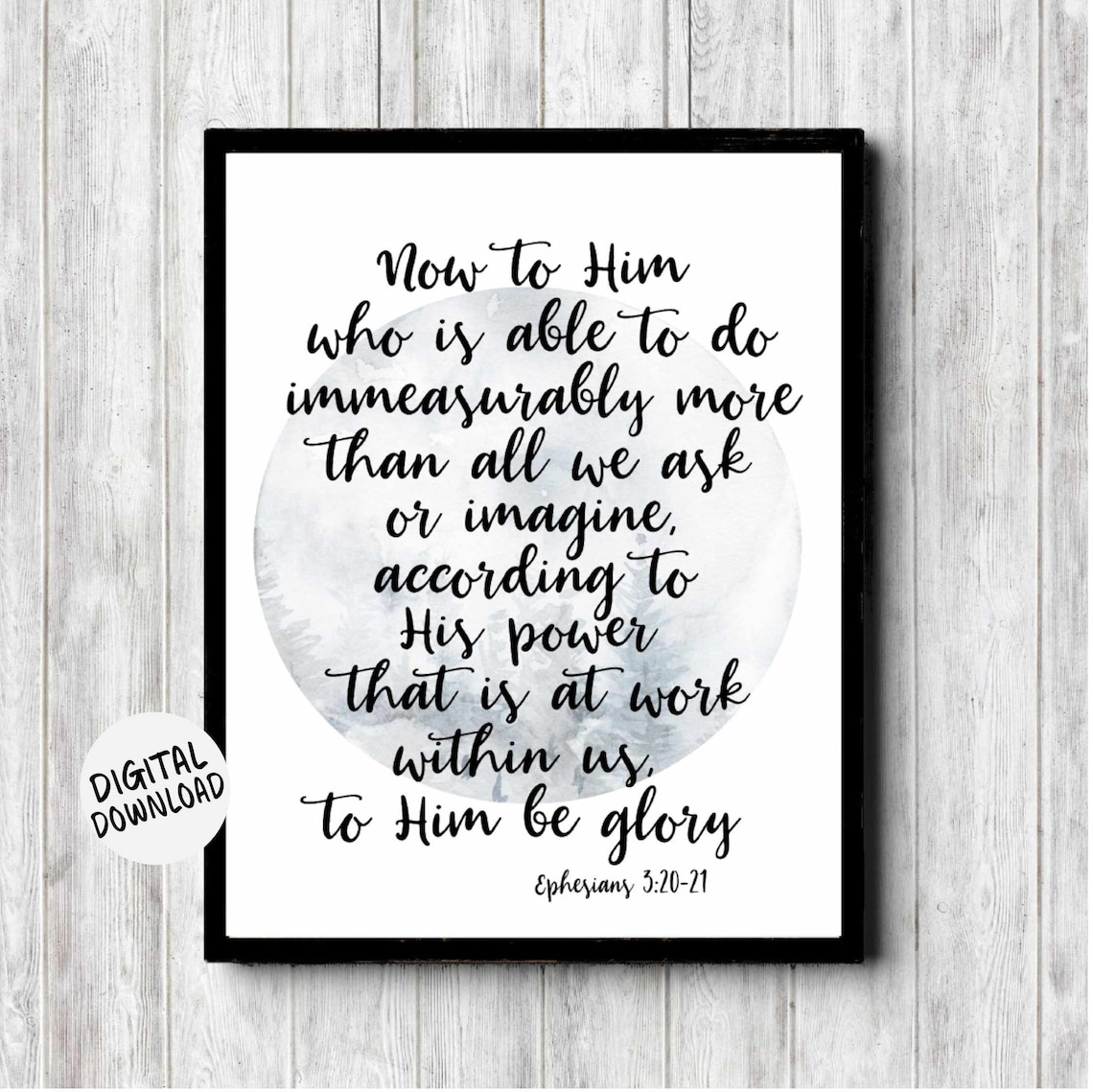 Ephesians 3 20 21 Scripture Verse Watercolor Circle Bible Art Print