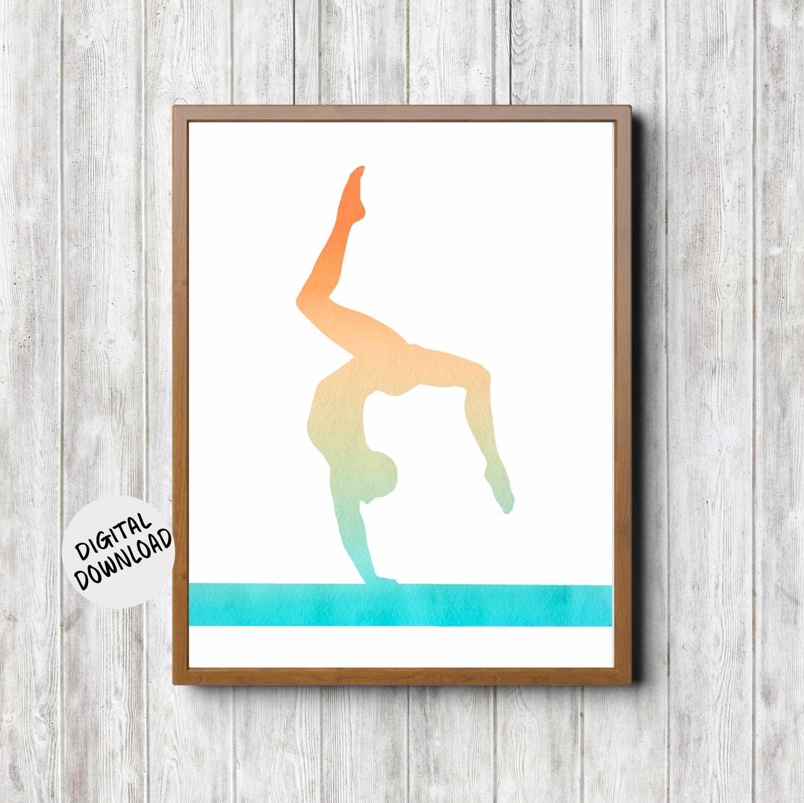 Female Gymnast On Balance Beam Art Print, Girls Room