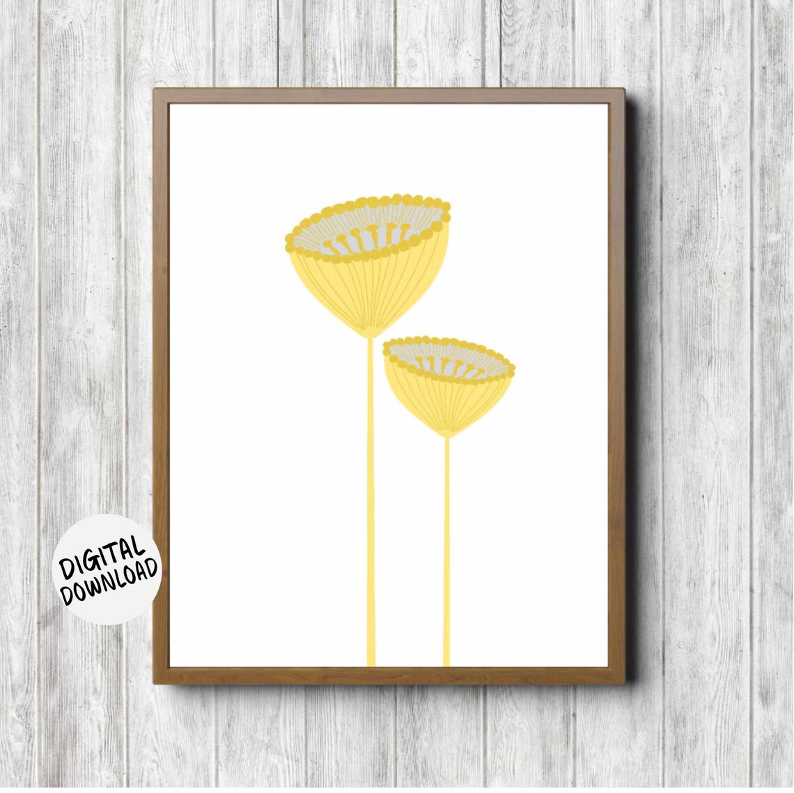 Yellow Minimalist Poppy Flower Modern Botanical Decor Art Print