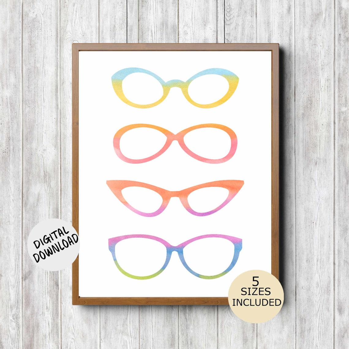 Pastel Rainbow Eyeglasses Frames Optometrist Office Decor Poster