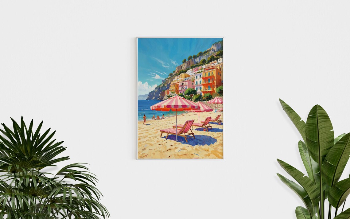 Amalfi Coast Italy Beach Colorful Cliffside Town Summer Travel Poster - Image 3