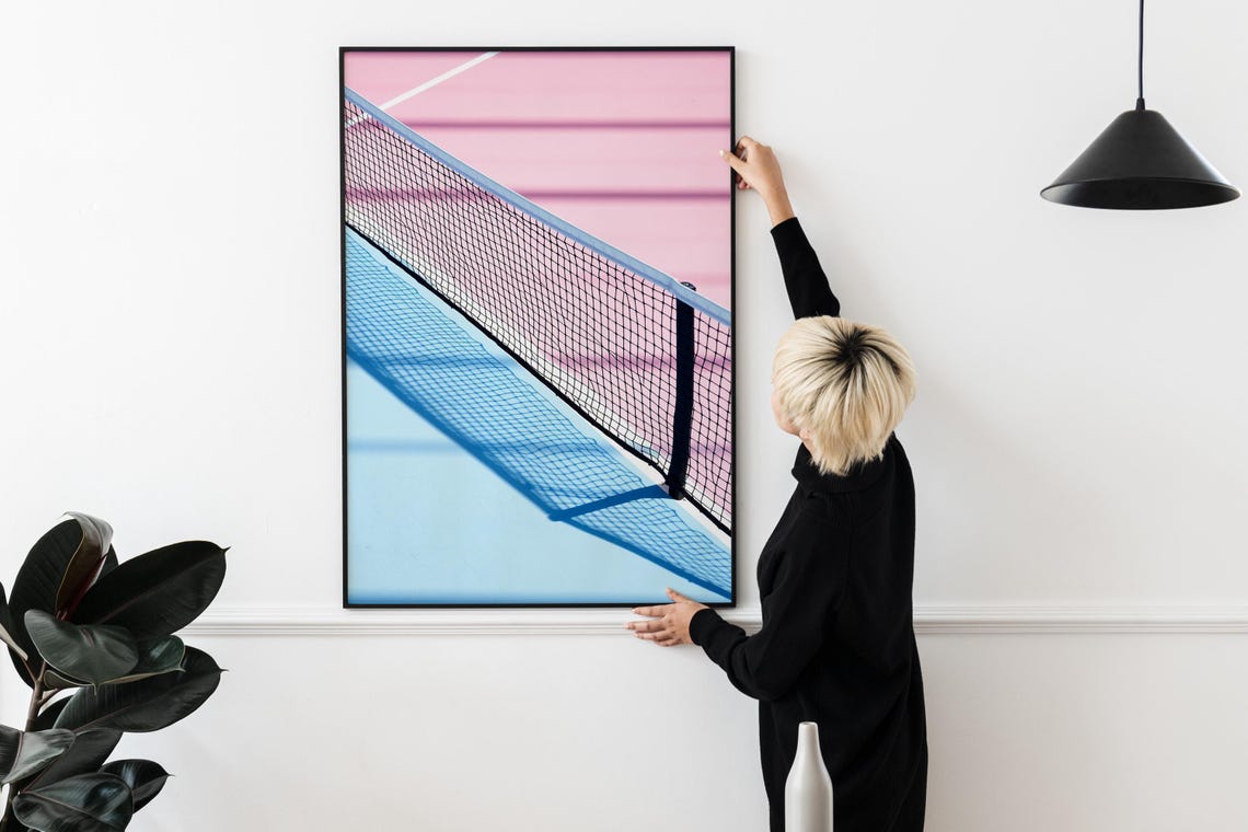 Tennis Wall Art Trendy Art Prints Girly Wall Art Tennis Poster Retro Wall Art Tennis Court Print Pink Wall Art Print - Image 2