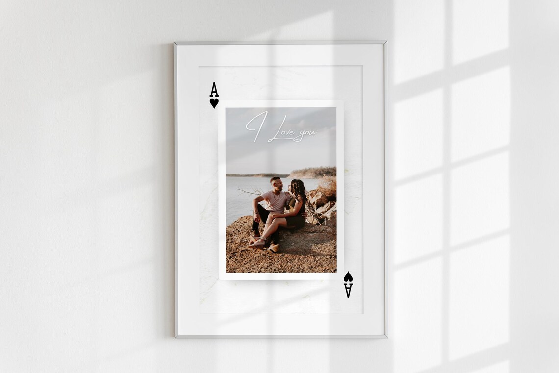 Ace of Hearts Playing Card Custom Couple Photo I Love You Art Print - Image 6