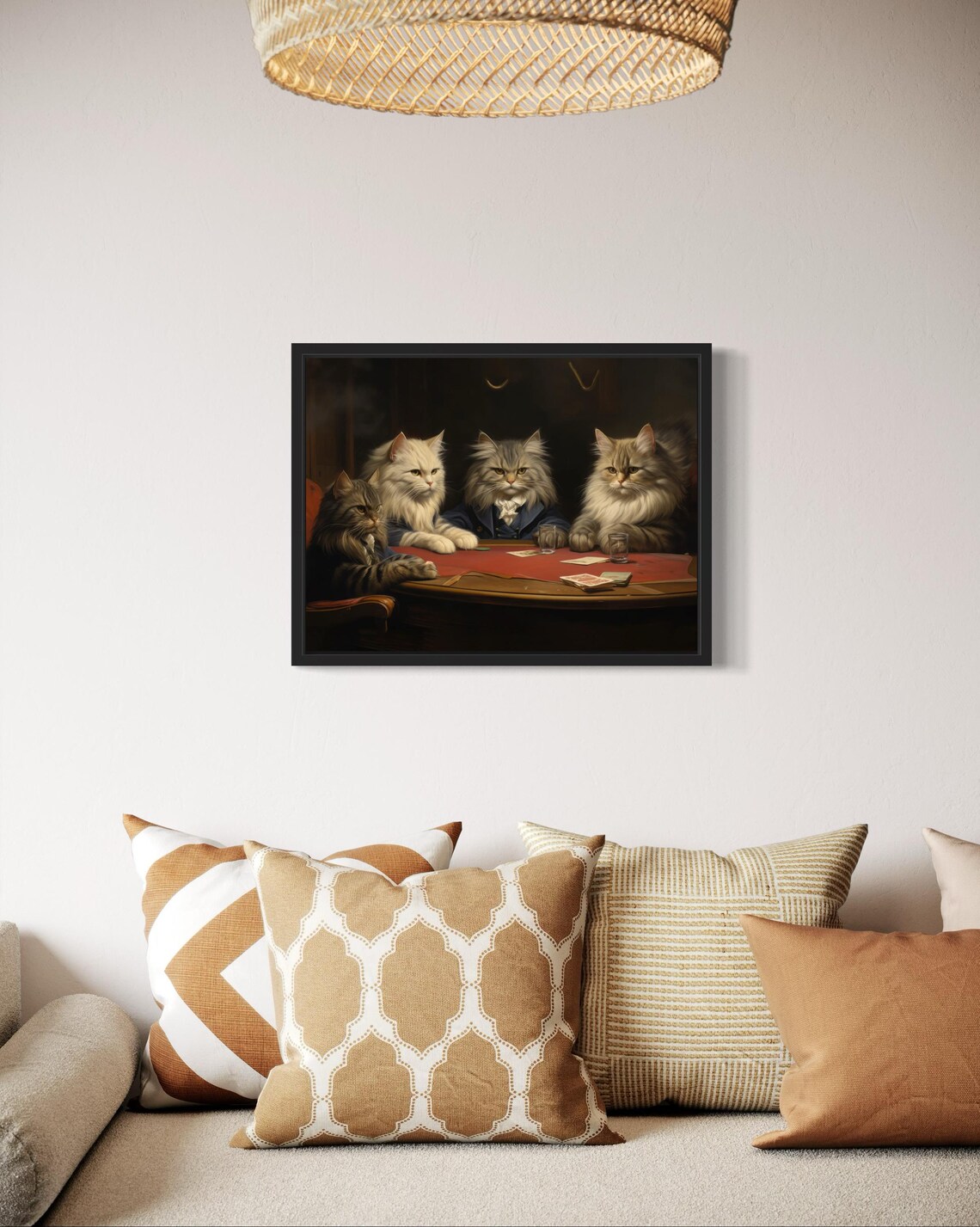 Persian Cats Playing Poker Card Game Feline Humor Vintage Poster - Image 2