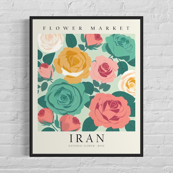 Iran Flower Market Rose Botanical Art Print
