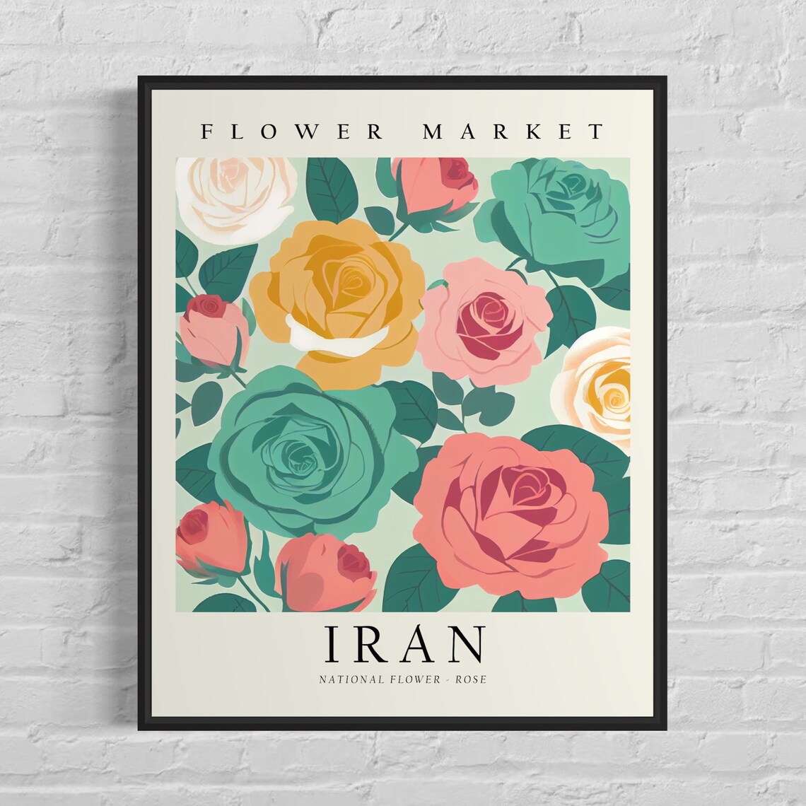 Iran Flower Market Rose Botanical Art Print