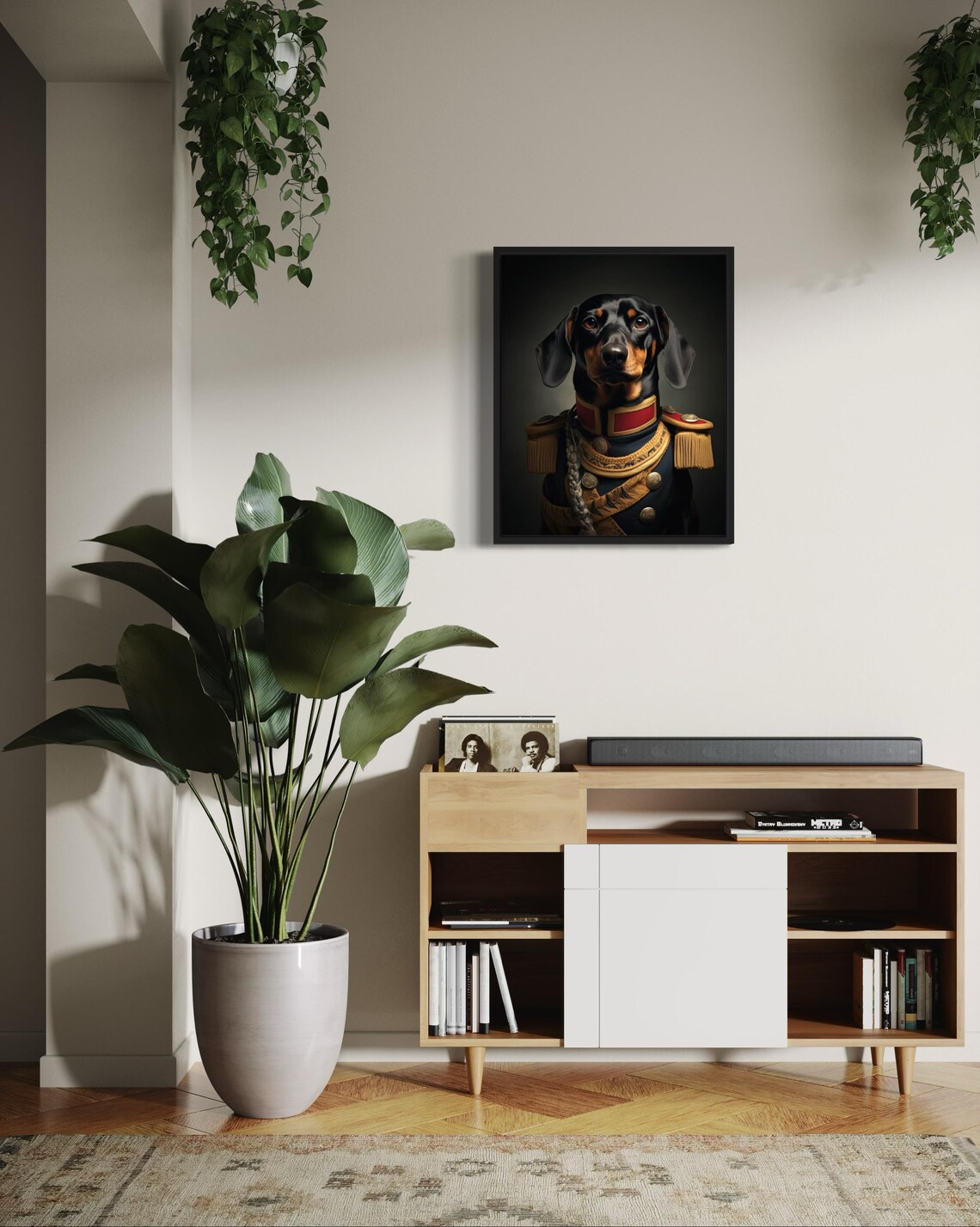 Black and Tan Dachshund in Ornate Military Uniform Portrait Poster - Image 2