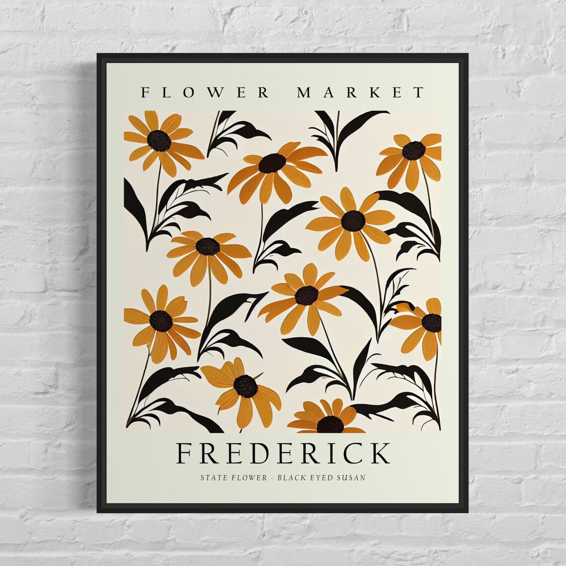 Frederick Maryland Black Eyed Susan Flower Market Vintage Poster