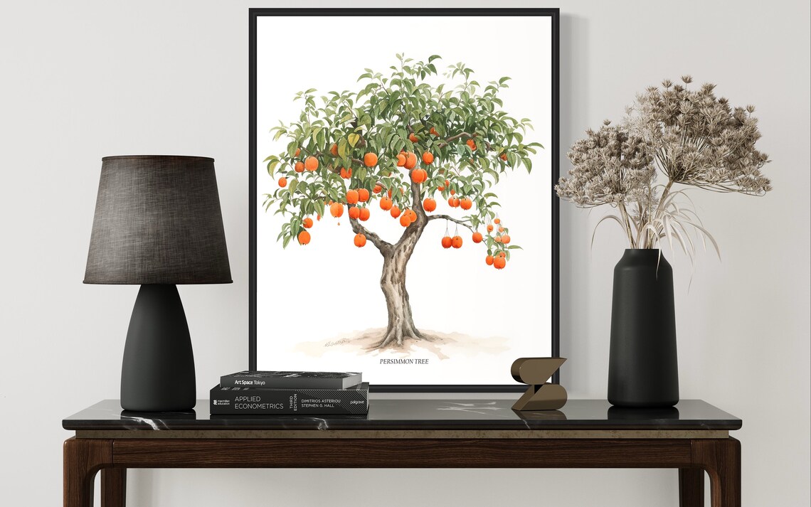 Persimmon Tree Art Print, Nature Wall Poster - Image 2