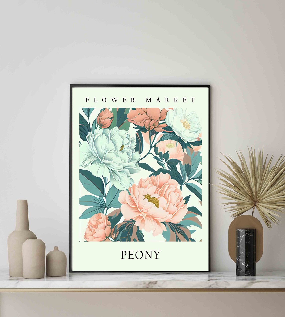 Peony Blush Layered Petals Botanical Flower Market Pastel Art Print - Image 3