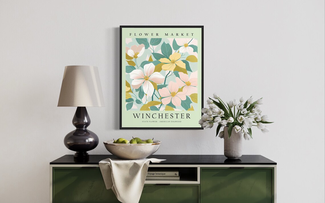Winchester Virginia Dogwood Flower Market Vintage Botanical Poster - Image 3