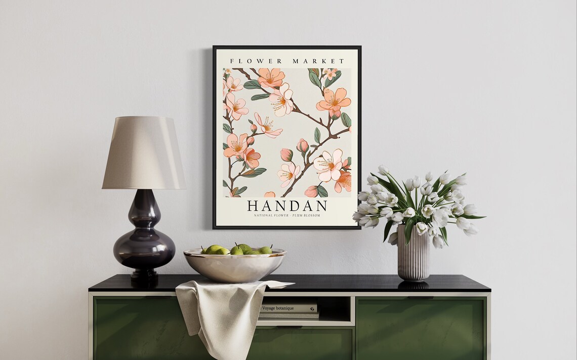 Handan Plum Blossom Flower Market Botanical Travel Decor Poster - Image 2