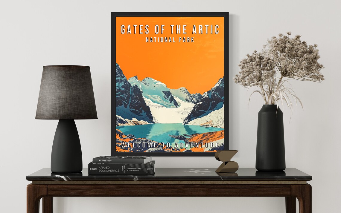 Gates of the Artic National Park Glacier Lake Sunset Vintage Poster - Image 3