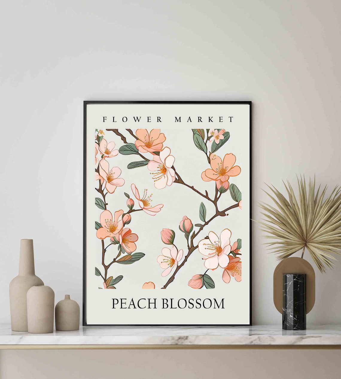 Peach Blossom Botanical Branch Flower Market Pastel Art Print - Image 3