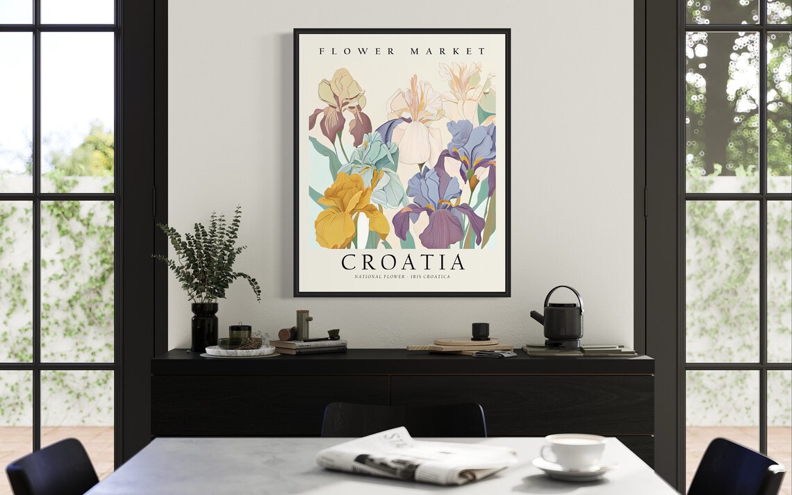 Croatia Flower Market Botanical Art Print - Image 2