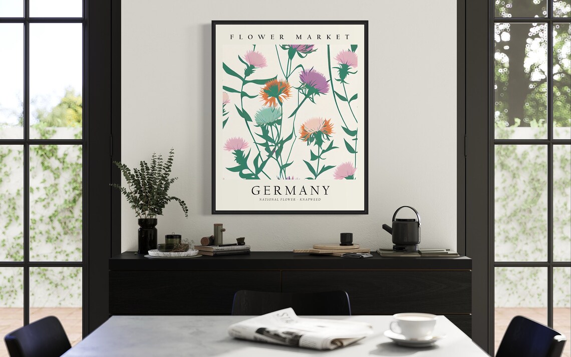 Germany Flower Market Art Print, Botanical Pastel Artwork - Image 2